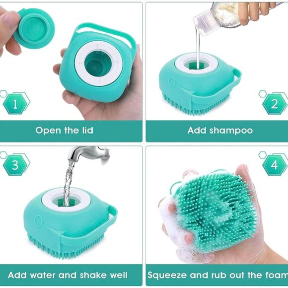 Pet Bath Massage Brush Puppy Dog Cat Grooming Cleaning Soft (Mint) - Picture 2 of 10